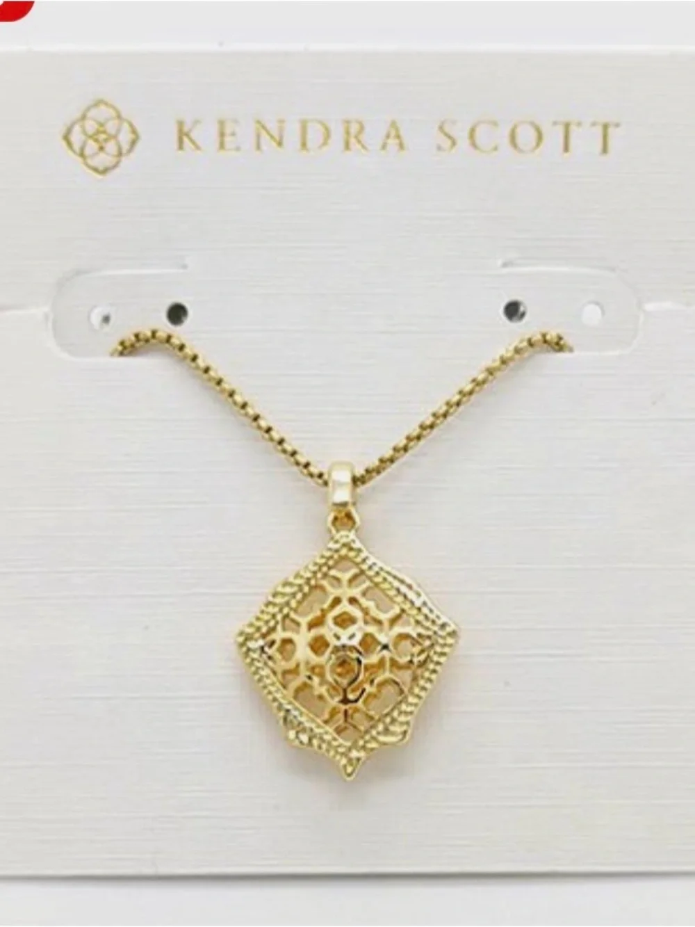 Kendra Scott Gold Filigree Drop Pendant Necklace NWBix - Picture 2 of 2